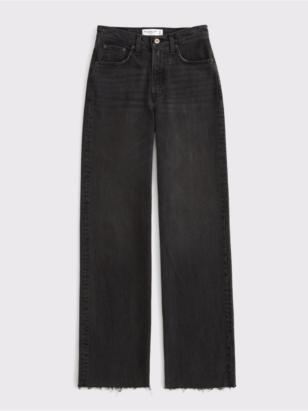 Abercrombie & Fitch Curve Love High Rise 90s Relaxed Jean Washed Black Raw Hem